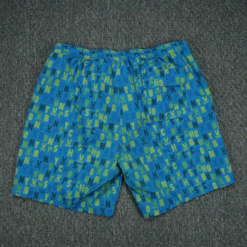 Psycho Bunny‎ Swim Trunks Mens 3XL Blue Print All Over Mesh Lined Shorts